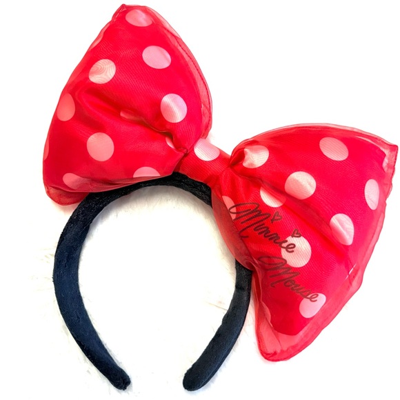 Authentic Tokyo Disney Resort Japan Minnie Mouse Ears Headband Big Bow Dots red - Picture 1 of 4
